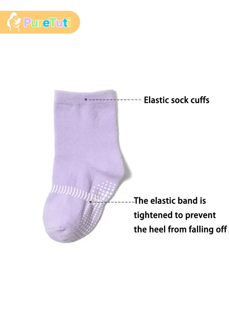 طفل نقي 6 أزواج من جوارب الأطفال غير القابلة للانزلاق، جوارب كاحل غير قابلة للانزلاق، جوارب كاحل غير قابلة للانزلاق مناسبة للأطفال من سن 0 إلى 7 سنوات من الأولاد والبنات - Image 3
