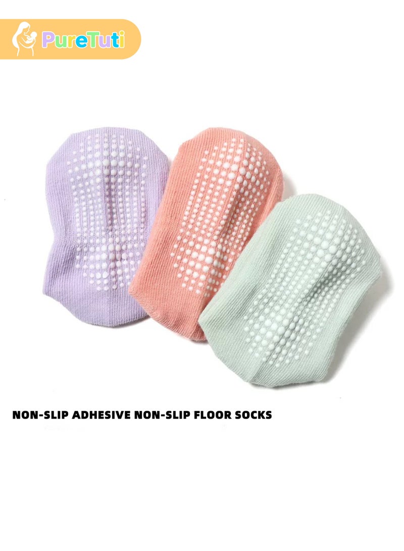 طفل نقي 6 أزواج من جوارب الأطفال غير القابلة للانزلاق، جوارب كاحل غير قابلة للانزلاق، جوارب كاحل غير قابلة للانزلاق مناسبة للأطفال من سن 0 إلى 7 سنوات من الأولاد والبنات - Image 2