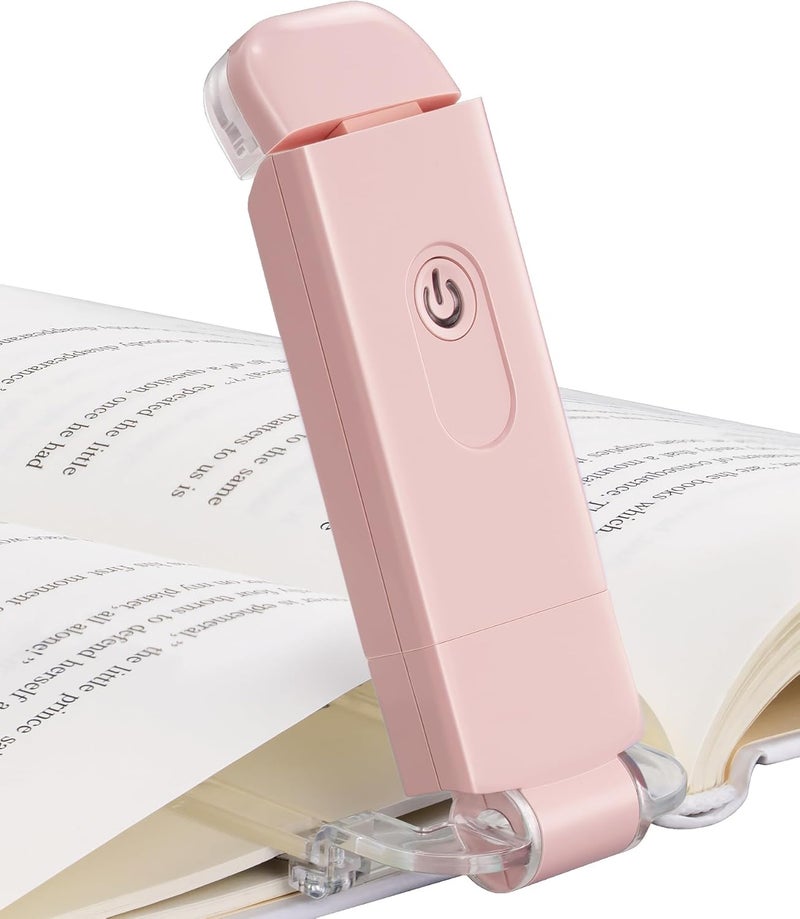 DEWENWILS USB Rechargeable Book Light for Reading in Bed, Clip-on LED Reading Lamps Portable Bookmark Lights for Kids, Book Lovers, 4 Brightness Adjustable for Eye Protection (Light Pink) - Image 1