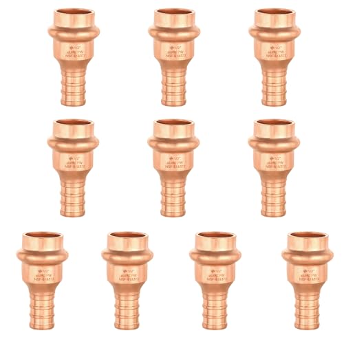 GUOFIS 10Pack GUOFIS Copper Press Fittings 12 inch Press X 12 inch PEX Crimp Coupling Adapter for Copper TubePEX Pipe Connection with StopPRESS012 - Image 1