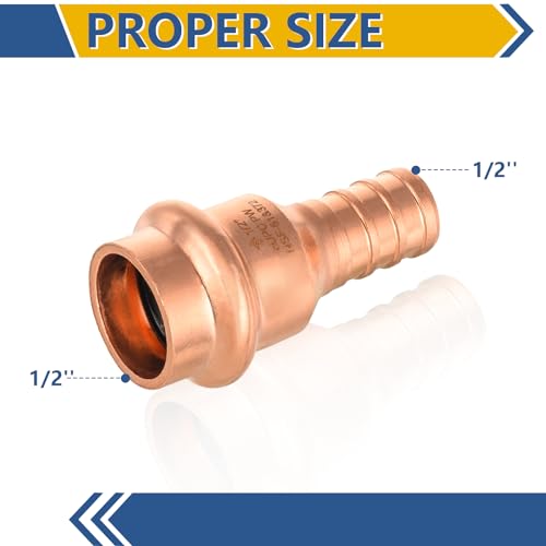 GUOFIS 10Pack GUOFIS Copper Press Fittings 12 inch Press X 12 inch PEX Crimp Coupling Adapter for Copper TubePEX Pipe Connection with StopPRESS012 - Image 3