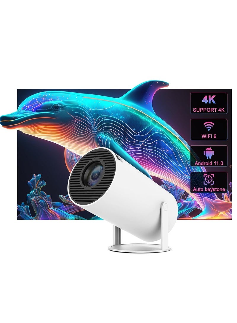 Projector for Home 4K Support 720P Native HD Portable Projector Android 11 YouTube Builtin Apps 5G WiFi Auto Keystone 3500 lumens (350 ANSI) 3 Watt Speaker 176" Screen Compatible 4K TV Stick - Image 1