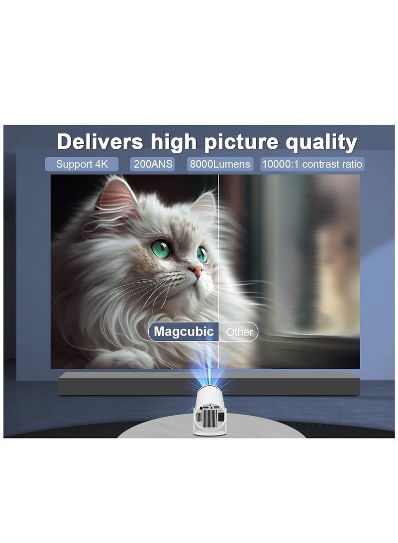 Projector for Home 4K Support 720P Native HD Portable Projector Android 11 YouTube Builtin Apps 5G WiFi Auto Keystone 3500 lumens (350 ANSI) 3 Watt Speaker 176" Screen Compatible 4K TV Stick - Image 3