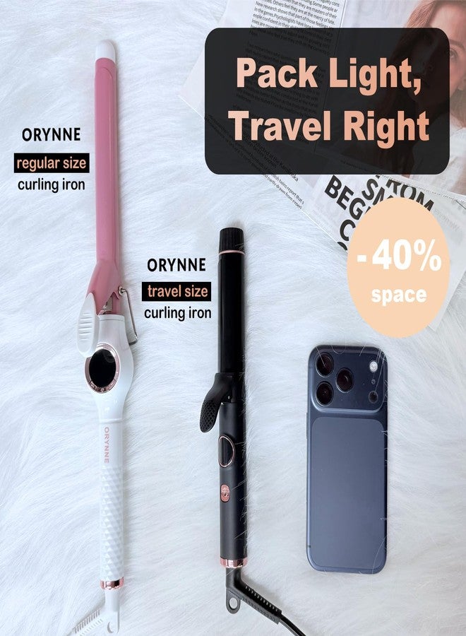 ORYNNE Mini Travel Curling Iron for Short Hair, 1 Inch Small Curling Iron with Dual Voltage, 5 Heat Settings, Temp Memory & Lock, Auto-Off, Ceramic Travel Curling Wand Infused Argan Oil (Rose Gold) - Image 2