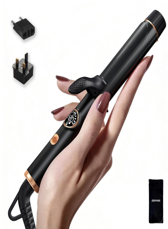 ORYNNE Mini Travel Curling Iron for Short Hair, 1 Inch Small Curling Iron with Dual Voltage, 5 Heat Settings, Temp Memory & Lock, Auto-Off, Ceramic Travel Curling Wand Infused Argan Oil (Rose Gold) - Image 1