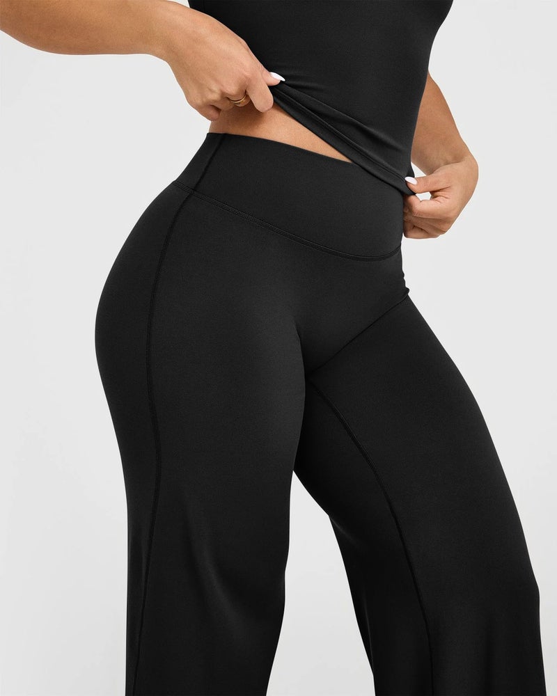 OQQ Yoga Pants Women High Waist Stretch Casual Soft Straight Leg Bottoms Black Extra Long - Image 5