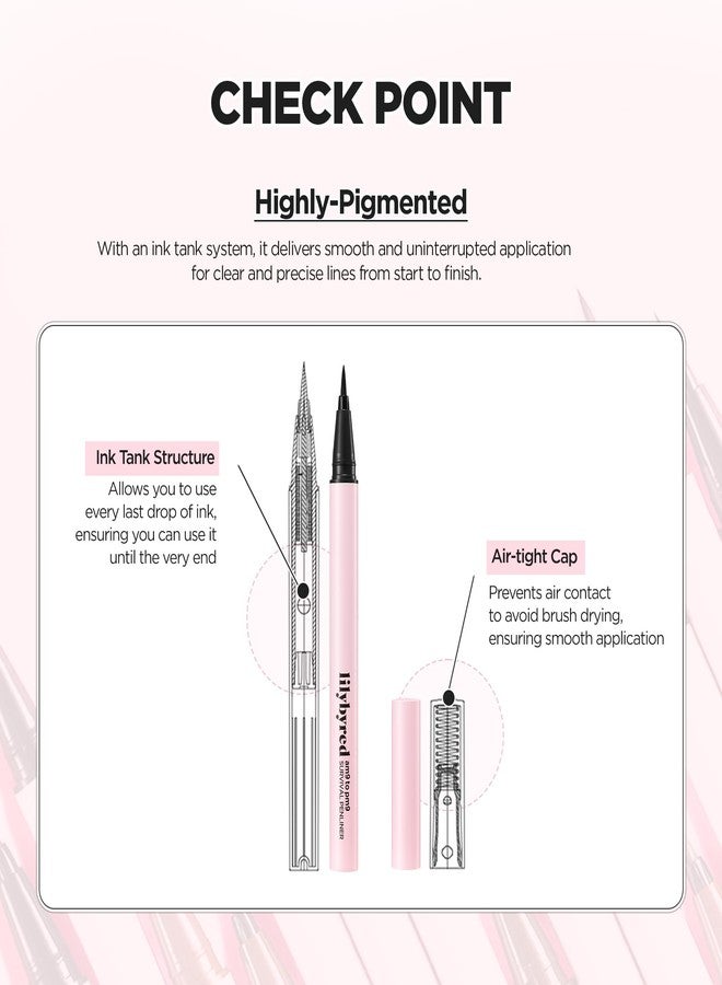 lilybyred قلم تحديد العيون الليلي من lilybyred AM9 إلى PM9 | كحل سائل كوري مقاوم للماء، فرشاة فائقة الدقة 0.1 مم، صبغة عالية، يجف بسرعة، مقاوم للتلطخ، يدوم طويلاً، خط دقيق، 0.021 أونصة (02 بني مطفي) - Image 4
