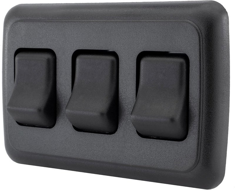 American Technology Components Triple SPST On-Off Switch with Bezel, 12-Volt, for RV, Trailer, Camper (Black) - Image 1