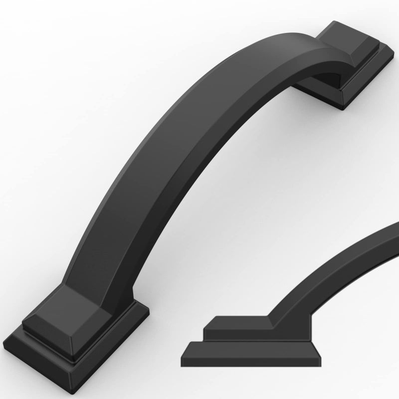 Amerdeco 10 Pack Matte Black Cabinet Pulls 3 Inch(76mm) Hole Centers, Handles for Kitchen Cabinet Hardware, Arch Cabinet Handles for Bathroom Dresser Drawer Handles ZH0016â€¦ - Image 1