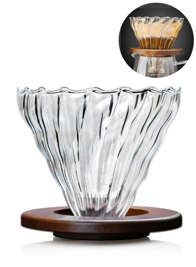 HOMESTAR V60 Dripper Made of High Fired Glass Material Pour Over Coffee Maker Slow Brewing Home Office Cafe Strong Flavour Brewer Gold Size 02 1-4 Cup - Image 1