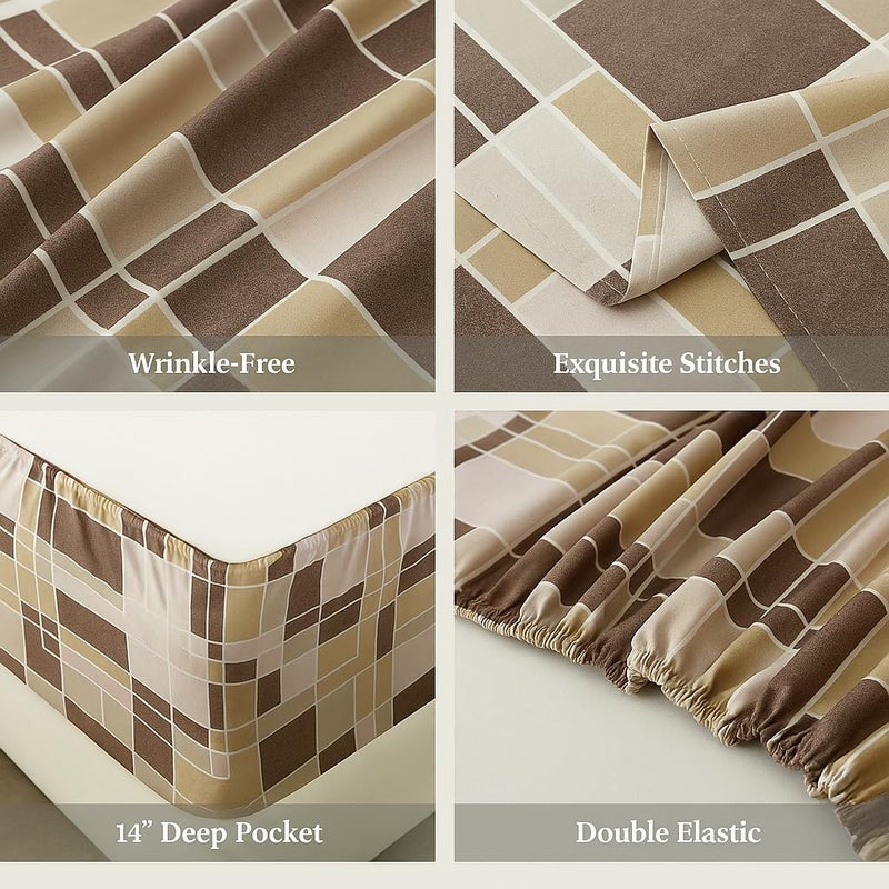 Amali  6 piece Polycotton Bed Sheet Queen Size (160x200+35) cm 1 Fitted Sheet, 1 Duvet Cover and 2 Standard & 2 Oxford Pillowcases Soft Breathable & Durable Fabric for Home Use - Image 3