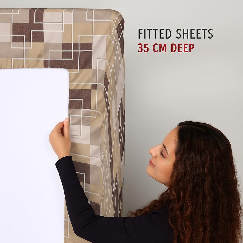 Amali  6 piece Polycotton Bed Sheet Queen Size (160x200+35) cm 1 Fitted Sheet, 1 Duvet Cover and 2 Standard & 2 Oxford Pillowcases Soft Breathable & Durable Fabric for Home Use - Image 4