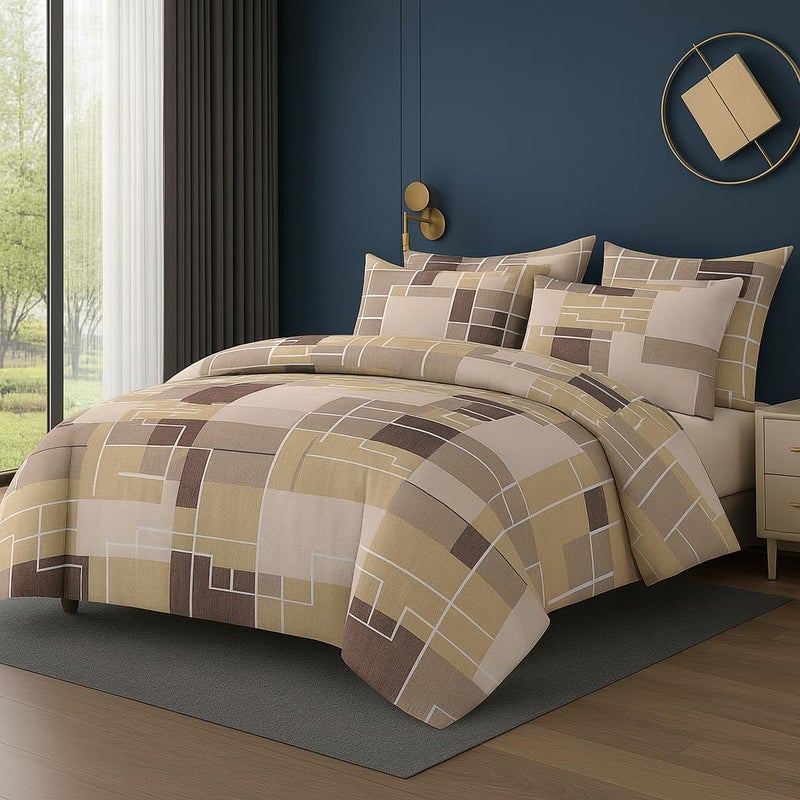 Amali  6 piece Polycotton Bed Sheet Queen Size (160x200+35) cm 1 Fitted Sheet, 1 Duvet Cover and 2 Standard & 2 Oxford Pillowcases Soft Breathable & Durable Fabric for Home Use - Image 1