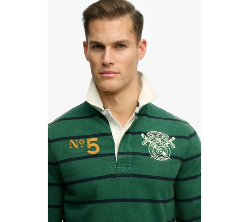 سوبر دراي Double Emblem Stripe Rugby Top