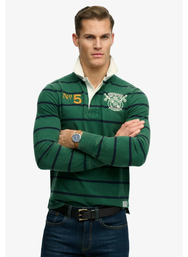 Double Emblem Stripe Rugby Top