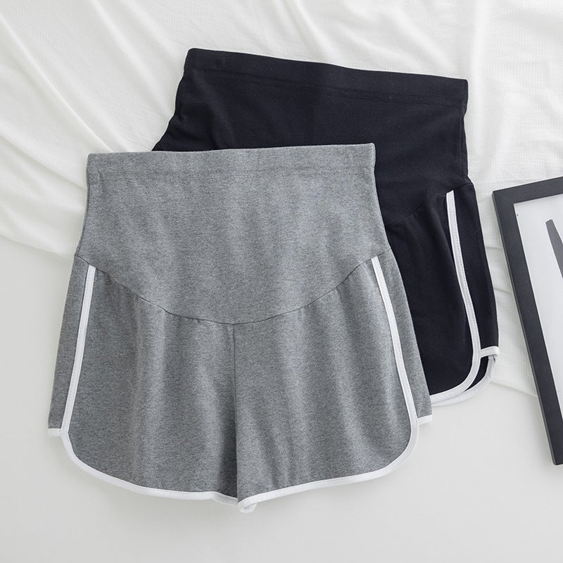 Maternity shorts summer thin outer wear loose casual pants wide leg sports pants spring and summer belly support leggings gray M - Image 3