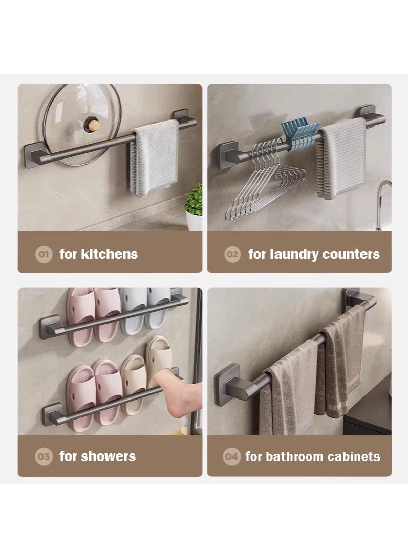 Bathroom Slipper Rack, No Punching,Wall-Mounted Towel Bar, 1 Pc,Self-Adhesive Towel Bar  - Image 2