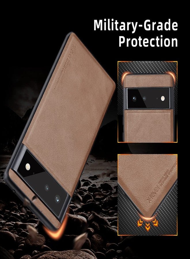 X-level for Google Pixel 6 Case, Premium PU Leather Soft TPU Bumper Shockproof Protective Phone Cover Case for Pixel 6 (Brown) - Image 2