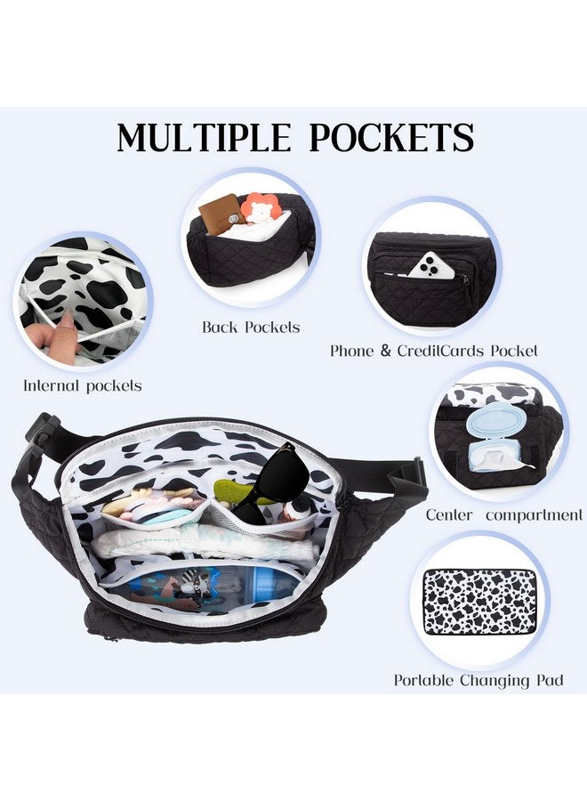 Pripher Pripher Small Diaper Bag with Portable Changing Pad, Crossbody Diaper Bag Pack with Wipes Pocket for Mom and Dad, Mini Diaper Bag Fanny Pack for Baby Travel, Black - Image 2