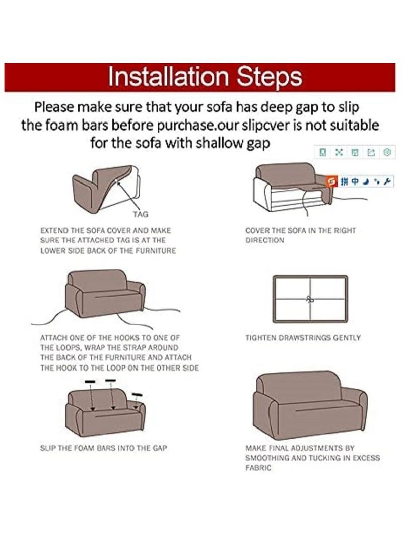 HAPPY MOOD Sofa Slipcover Armchair Couch Cover With Elastic Straps FURNITURE PROTECTOR Washable Anti-Skid Stretch Home Deco (Z79-2SEATER) - Image 5