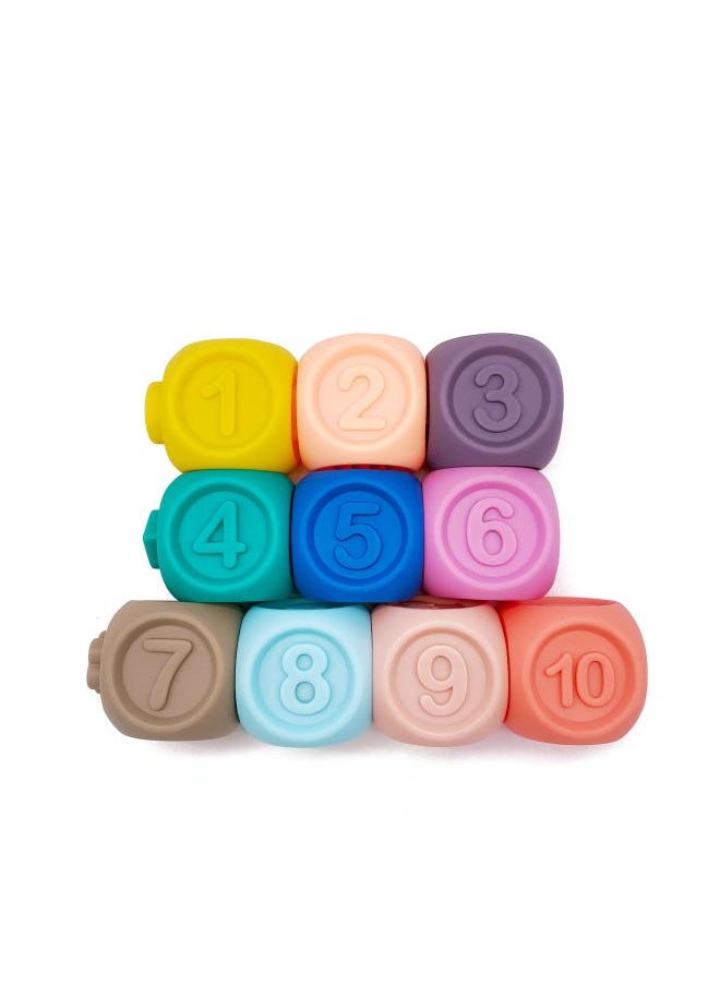 Children's Soft Rubber Digital Building Blocks Early Education Cognitive Educational Toys Baby Can Bite Hand Grab Ball 