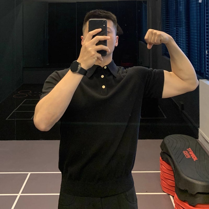 Men's Short Sleeve Knit Polo Shirt with Turn-down Collar Business Casual Slim Fit - Image 3