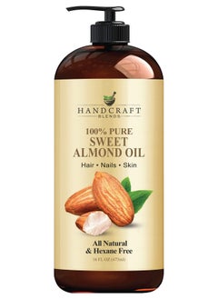 handcraft Blends Sweet Almond Oil 100% Pure And Natural Premium Therapeutic Grade Carrier Oil For Essential Oils Massage Oil For Aromatherapy Hair Tonic Body And Hair Oil 16 Fl. Oz  - Image 1