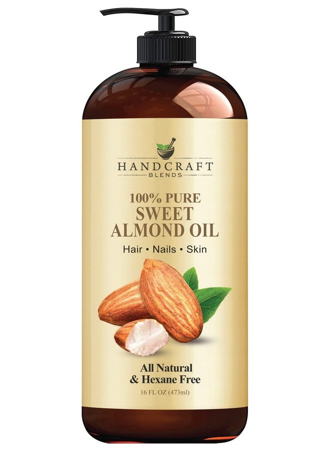 handcraft Blends Sweet Almond Oil 100% Pure And Natural Premium Therapeutic Grade Carrier Oil For Essential Oils Massage Oil For Aromatherapy Hair Tonic Body And Hair Oil 16 Fl. Oz  - Image 1