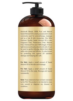handcraft Blends Sweet Almond Oil 100% Pure And Natural Premium Therapeutic Grade Carrier Oil For Essential Oils Massage Oil For Aromatherapy Hair Tonic Body And Hair Oil 16 Fl. Oz  - Image 2