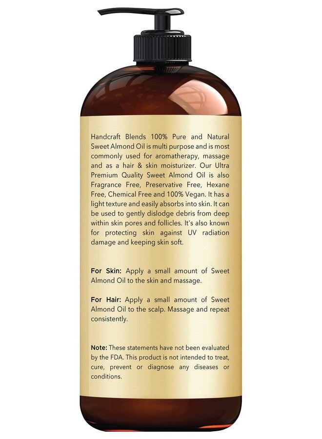 handcraft Blends Sweet Almond Oil 100% Pure And Natural Premium Therapeutic Grade Carrier Oil For Essential Oils Massage Oil For Aromatherapy Hair Tonic Body And Hair Oil 16 Fl. Oz  - Image 2