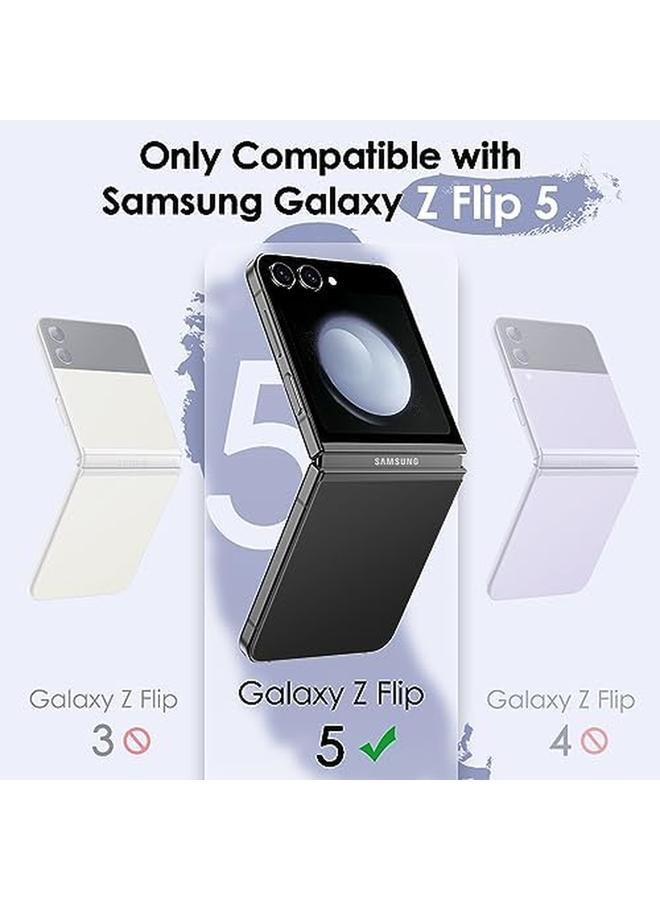 جي تيك جراب غير لامع لهاتف Samsung Galaxy Z Flip 5 2023، غطاء خلفي شفاف غير لامع من مادة البولي كربونات مع إطار TPU ممتص للصدمات، غطاء هاتف واقٍ باللون الأسود - Image 2
