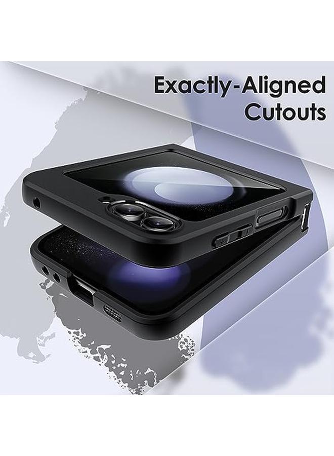 جي تيك جراب غير لامع لهاتف Samsung Galaxy Z Flip 5 2023، غطاء خلفي شفاف غير لامع من مادة البولي كربونات مع إطار TPU ممتص للصدمات، غطاء هاتف واقٍ باللون الأسود - Image 5