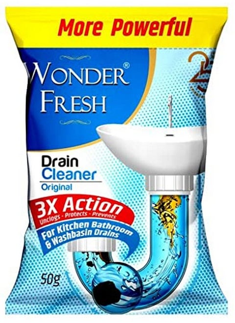 Wonder Fresh Drain Cleaner Powder (50 G pack of 6) Instant Drainage Block Remover Drain Cleaner Removes Clogs, Blockages in Washbasin, Sinks, All Pipes within 30 Minutes Clean
