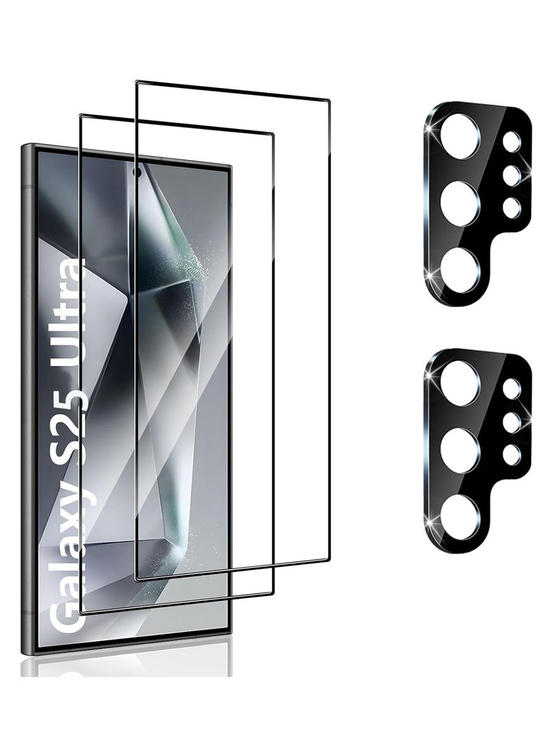 Aookay [2+2] Screen Protector For Samsung Galaxy S25 Ultra 5G Tempered Glass with 2 Pack Camera Lens Protector, [Fingerprint Compatible] Touch Sensitive, 9H Hardness Tempered Glass, Case Friendly - Image 1
