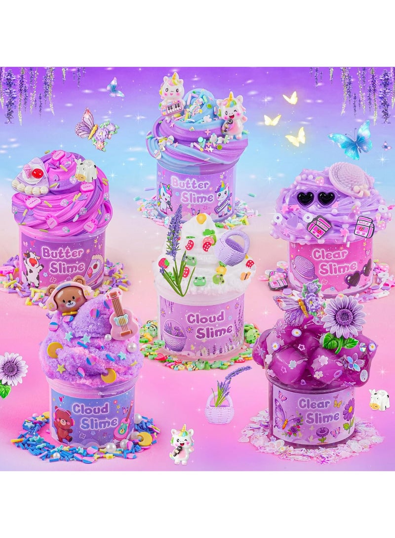 FLYHSO 6 Pack Slimes, Purple Slime for Kids, Butter Cloud Slime kit for Girls Ages 6-12, Toys for Girls and Boys, Birthday Ramadan Gifts Party Favors for Kids Goodie Bag Stuffers - Image 5