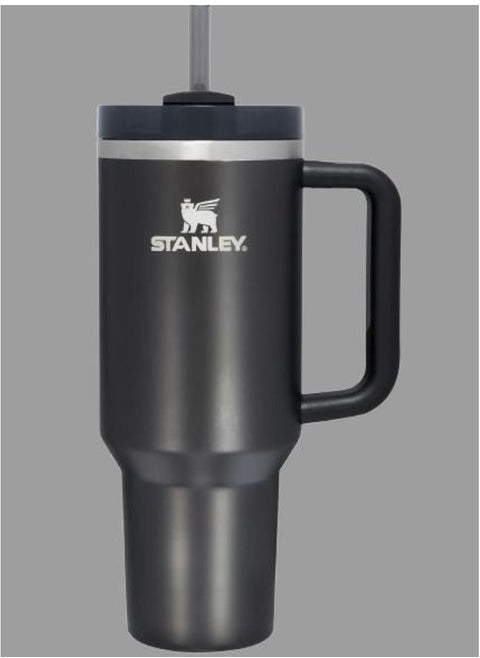 Stanley Quencher H2.0 FlowState Vacuum Insulated Tumbler – 40 oz Black Stainless Steel Travel Mug with Lid & Straw – Double-Walled Leakproof Design – Keeps Drinks Hot/Cold for Hours – Durable & Portable
