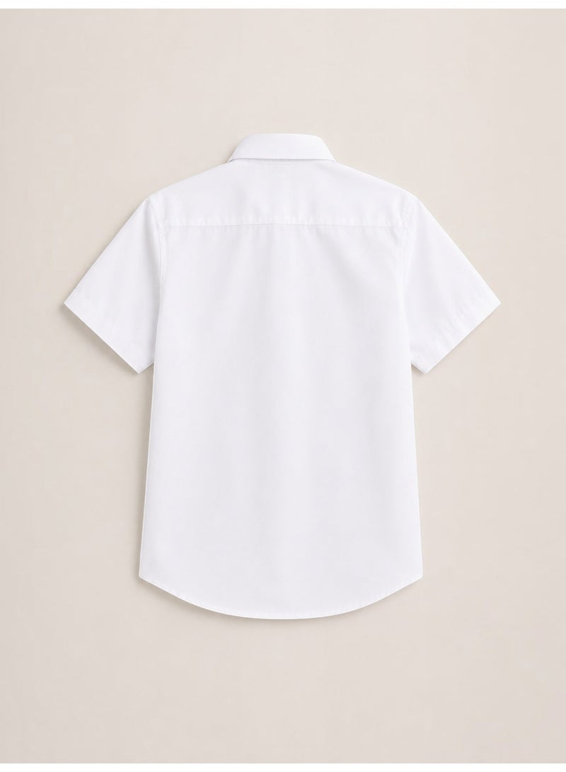 victor and jane White Senior Boys Short Sleeve Collared Shirt - Image 5