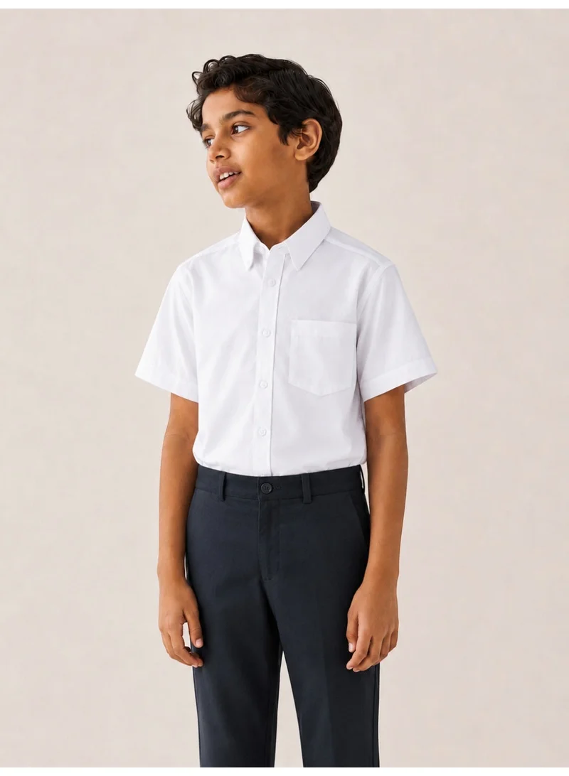 فكتور اند جين White Senior Boys Short Sleeve Collared Shirt