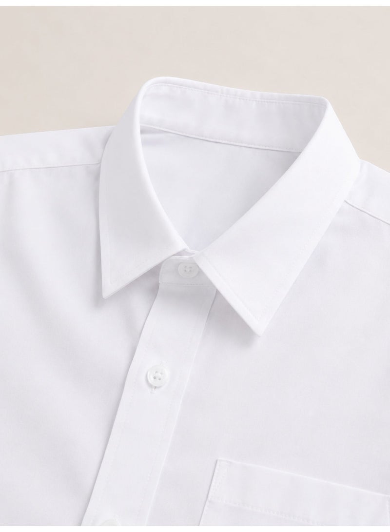 victor and jane White Senior Boys Short Sleeve Collared Shirt - Image 4
