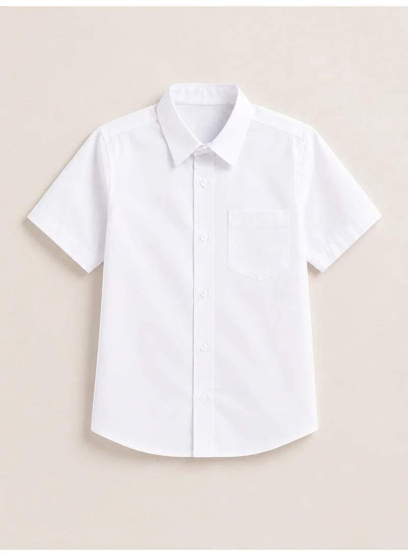 فكتور اند جين White Senior Boys Short Sleeve Collared Shirt