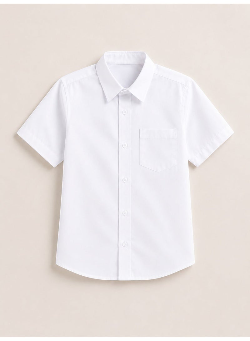 victor and jane White Senior Boys Short Sleeve Collared Shirt - Image 2