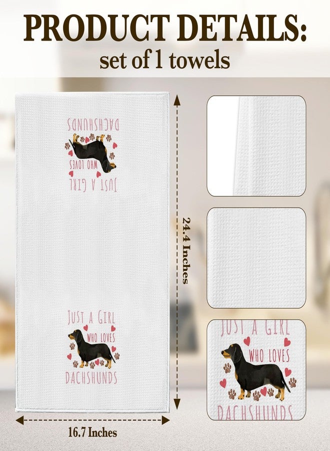 DETIHO Dachshund Gifts for Women, Weiner Dog Lover Kitchen Gifts for Women, Cute Kitchen Towels Decorative Set 16x24 Inches Set of 1, Hand Tea Towels for Kitchen Dish (A16) - Image 2