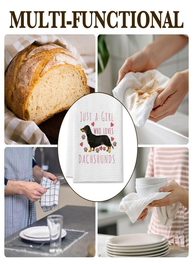 DETIHO Dachshund Gifts for Women, Weiner Dog Lover Kitchen Gifts for Women, Cute Kitchen Towels Decorative Set 16x24 Inches Set of 1, Hand Tea Towels for Kitchen Dish (A16) - Image 3