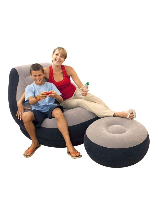 INTEX Lounge Chair With Ottoman Set Grey/Black 99x130x76cm - Image 2