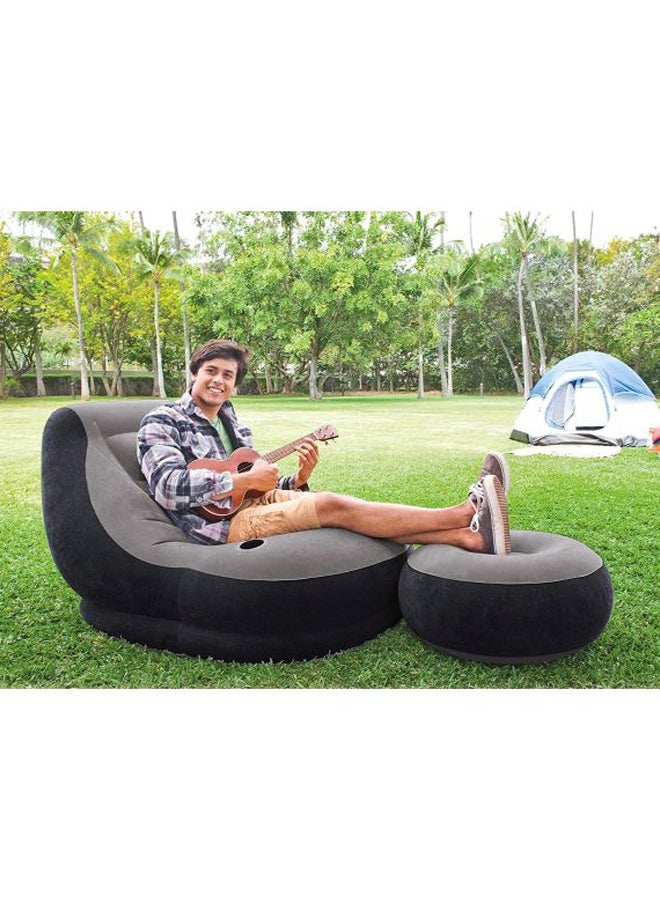 INTEX Lounge Chair With Ottoman Set Grey/Black 99x130x76cm - Image 5