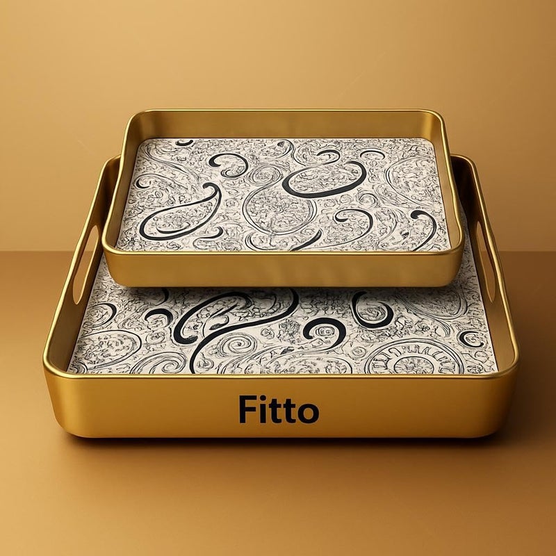 Fitto Dual-Compartment Serving Tray - 29x48cm and 23x39cm, Dual Serving Tray for Dining and Kitchen - Image 3