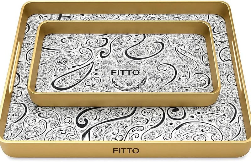 Fitto Dual-Compartment Serving Tray - 29x48cm and 23x39cm, Dual Serving Tray for Dining and Kitchen - Image 1