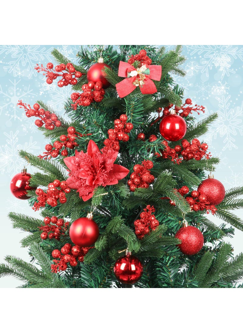Haneye Haneye 14 Pack 7.8 Inch Christmas Red Berry Stems for Christmas Tree  Glitter Berry Picks  DIY Wreaths  Crafts  Home & Wedding Decorations  - Image 3