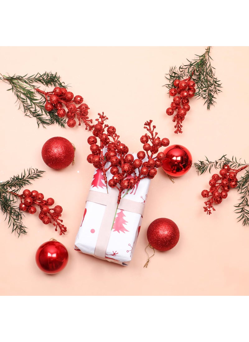 Haneye Haneye 14 Pack 7.8 Inch Christmas Red Berry Stems for Christmas Tree  Glitter Berry Picks  DIY Wreaths  Crafts  Home & Wedding Decorations  - Image 5