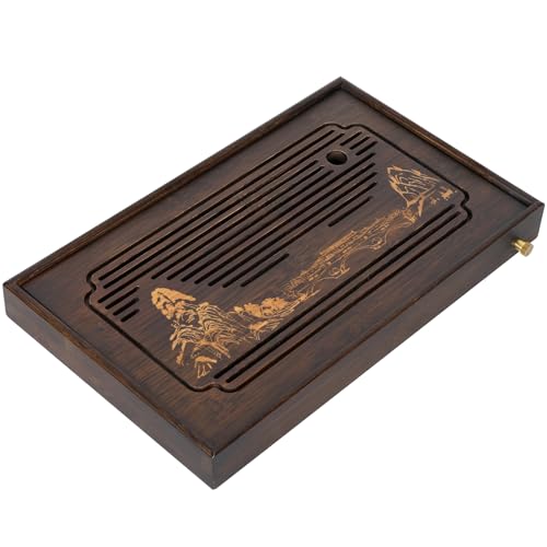 Jotsport 15 Inch Bamboo Kung Fu Tea Tray with Water Storage Drainage for Gongfu Tea Set Chinese Tea Ceremony Serving Table Set - Image 1